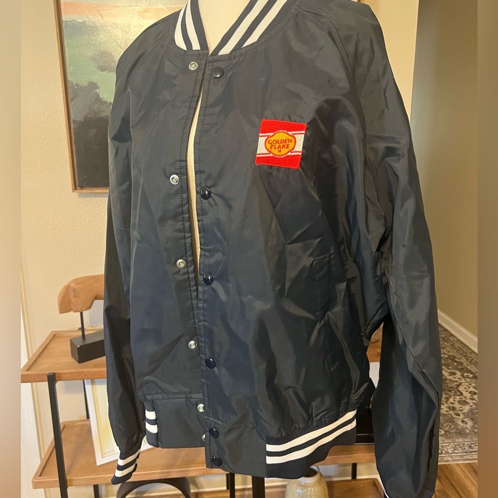 Vintage Chalk Line Golden Flake Jacket XL Navy Varsity Snap Windbreaker - Picture 5 of 11